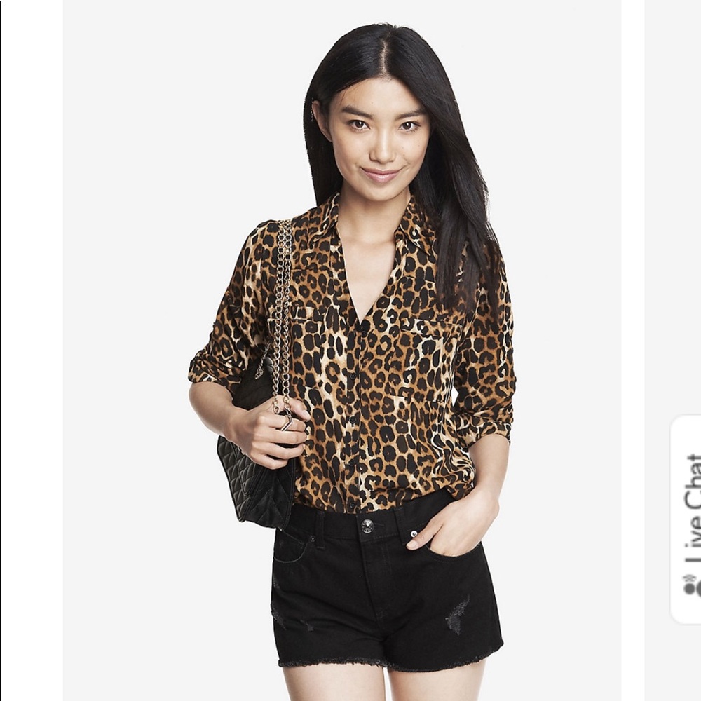 Leopard print button up shirt